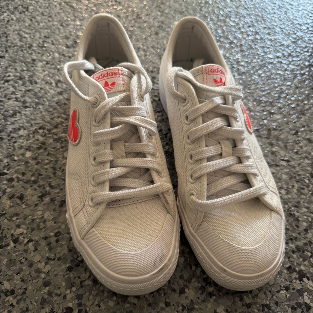 Adidas White Sneakers with Red Details